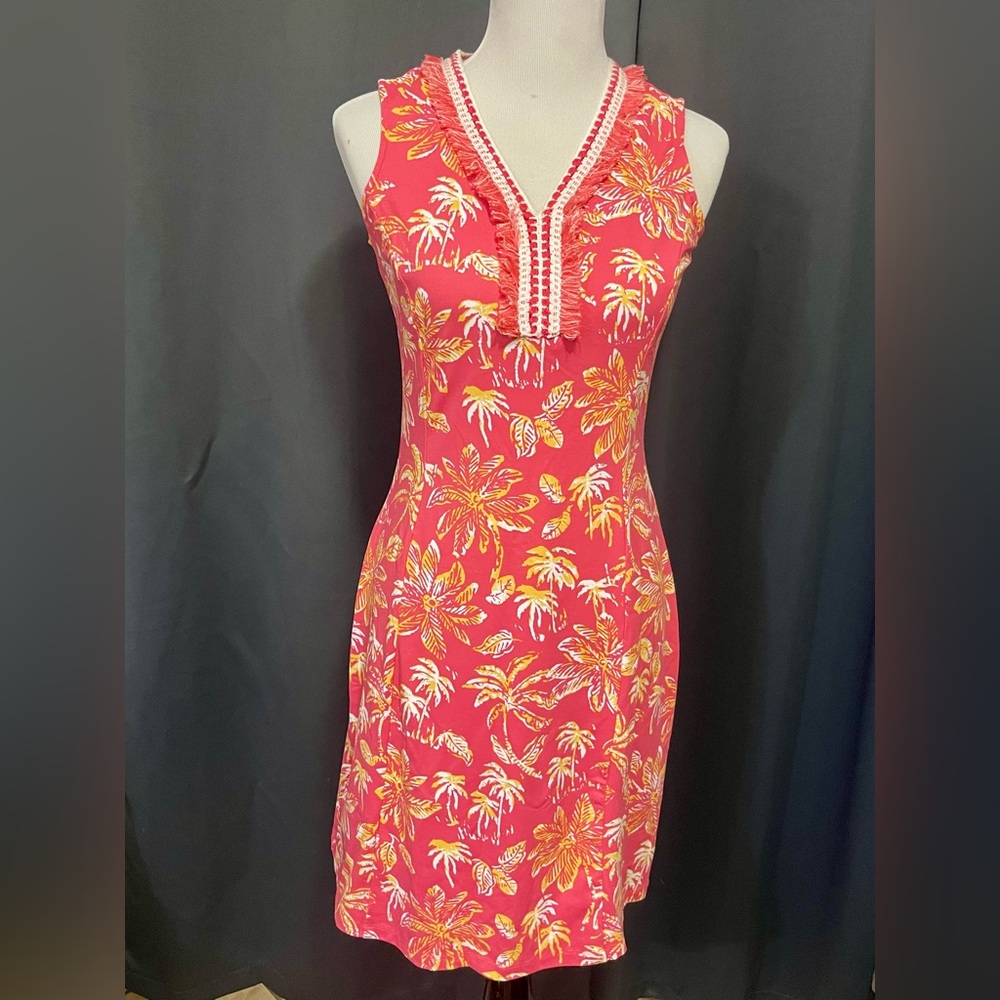 J. McLaughlin Women's Catalina Cloth Brent Kona Dress Palm Tree Print Size XS